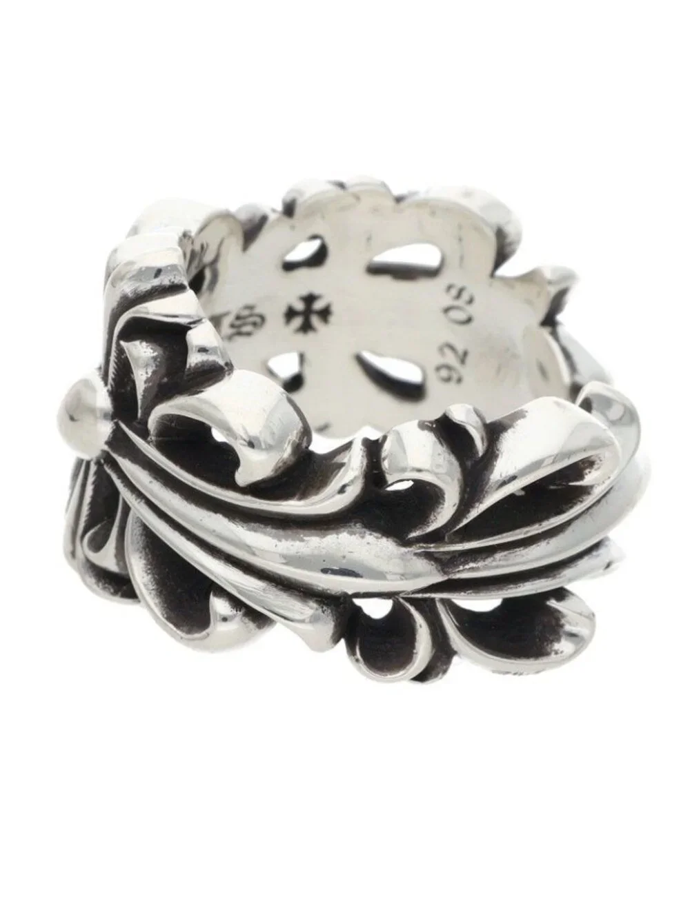 Chrome Hearts Dbl Flrl Double Floral Cross Silver Ring